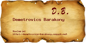 Demetrovics Barakony névjegykártya
